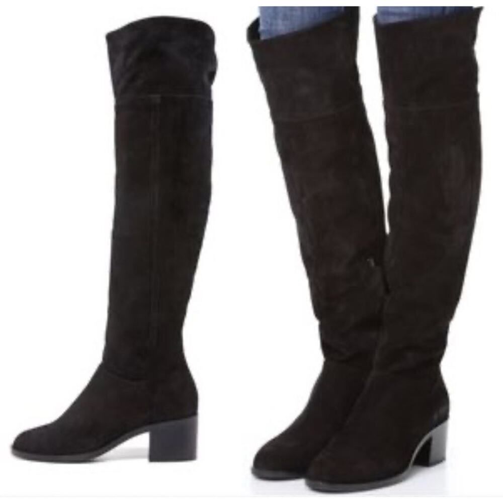 rag & bone Over The Knee Boots Black Suede Zip Block Heel IT 39.5 US 9.5